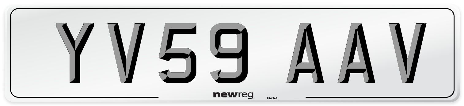 YV59 AAV Number Plate from New Reg